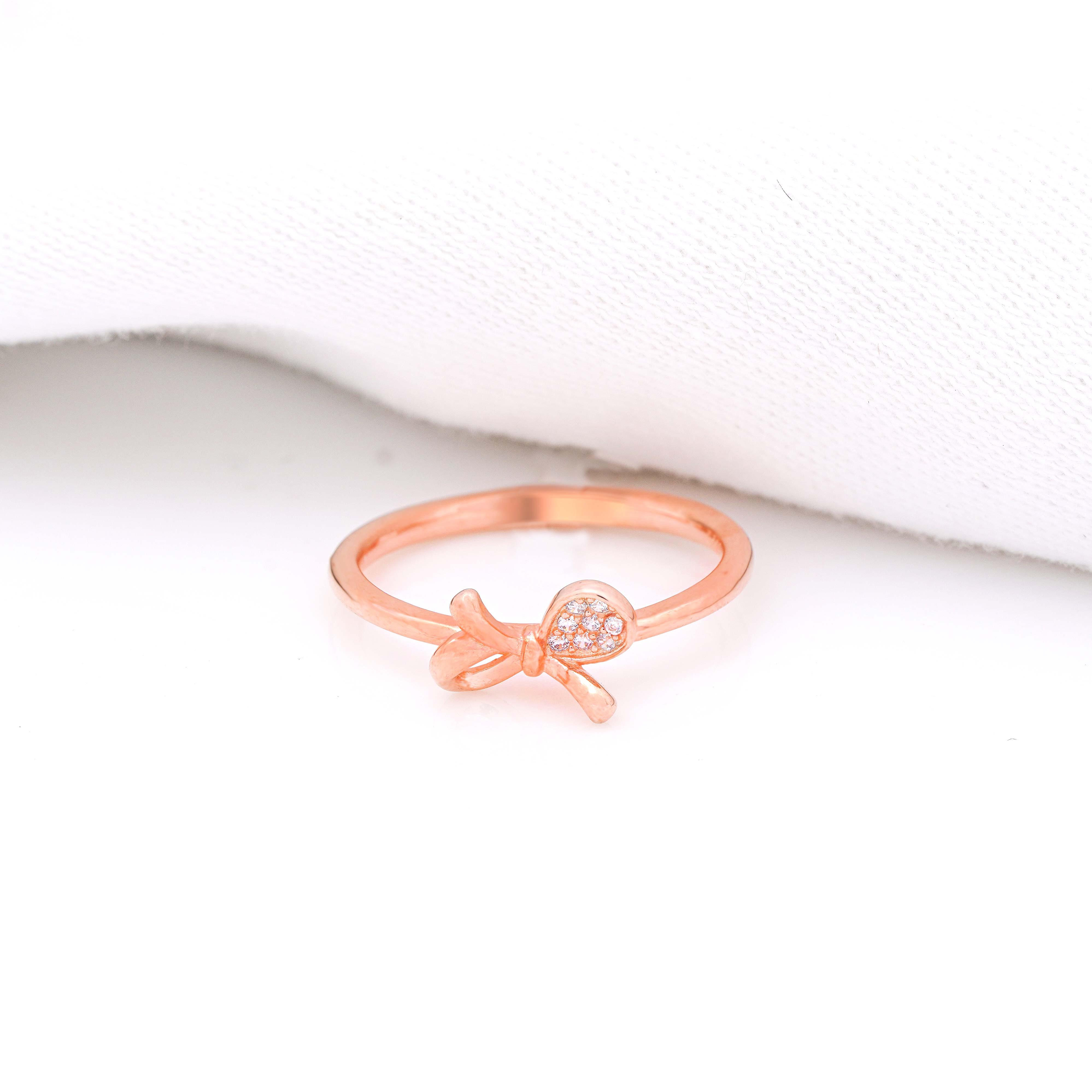 925 Rosegold Classic Bow Ring - Ivanah Silver