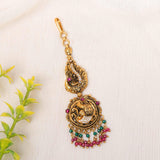 925 Silver Gold Plated Peacock Maang Tikka - Ivanah Silver