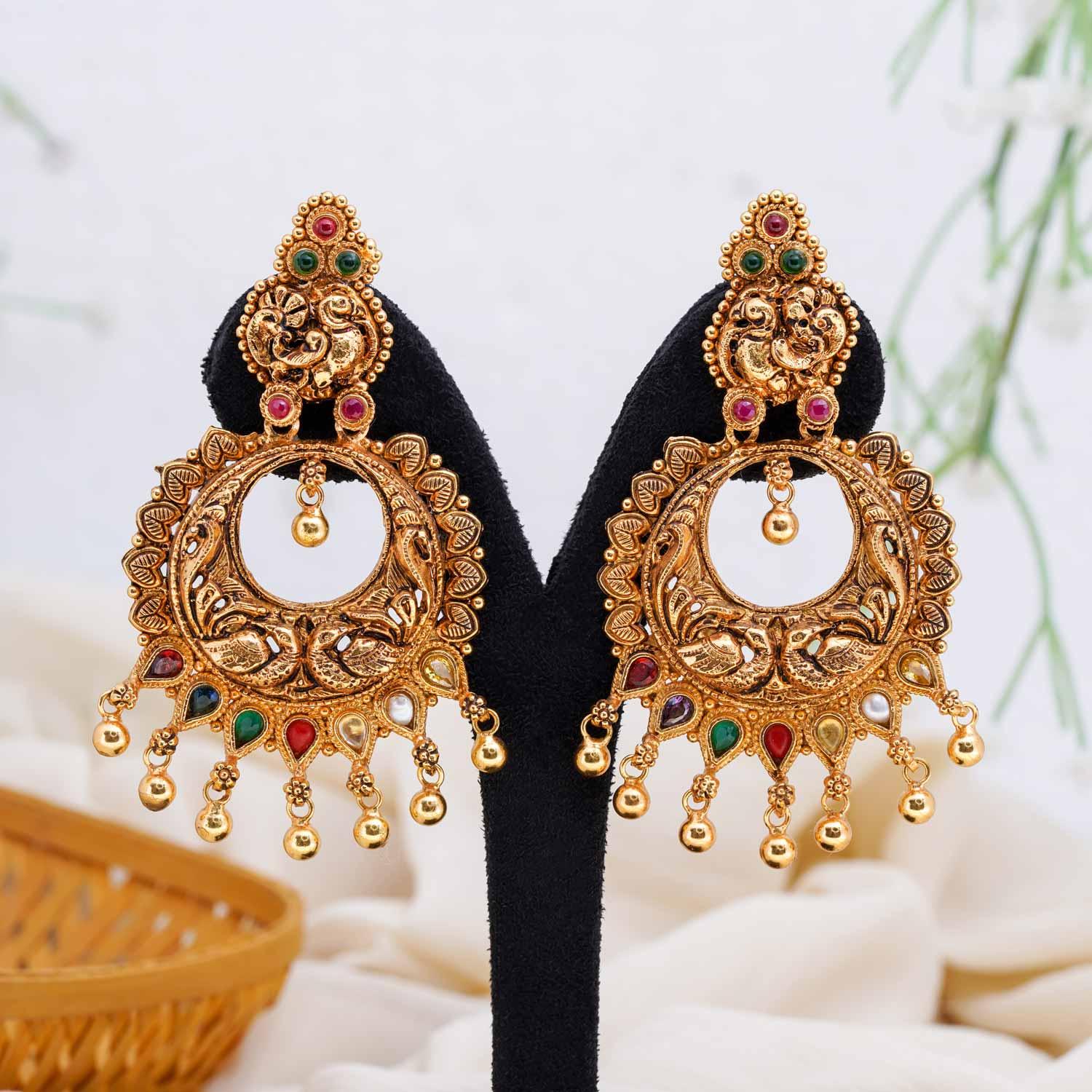 Navaratna Chandbali - Ivanah Silver