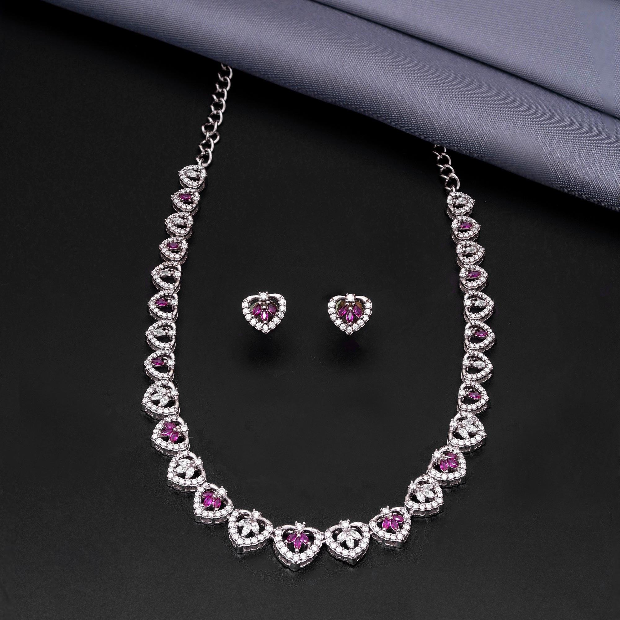 Stylish Leaf Short necklace With Silver Earrings 92.5 Sterling Silver - Ivanah Silver